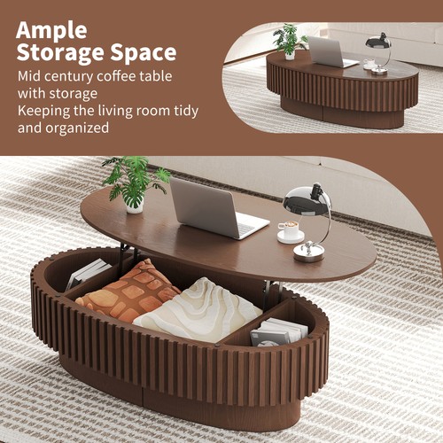Fluted lift top coffee table - coffee,